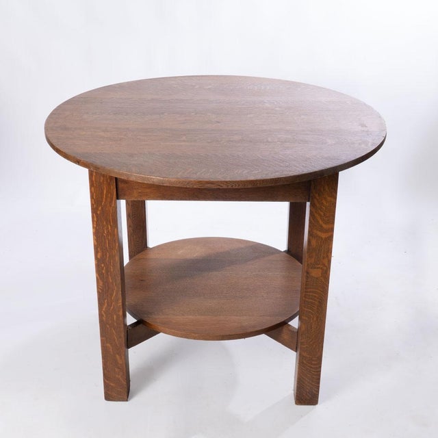 Wood Early 20th Century Mission Oak Table For Sale - Image 7 of 11