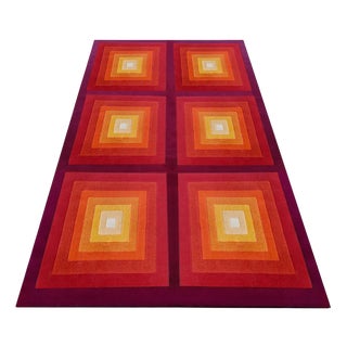 Quadrat Geometric Op Art Rug in the style of Verner Panton, England, 1970s For Sale