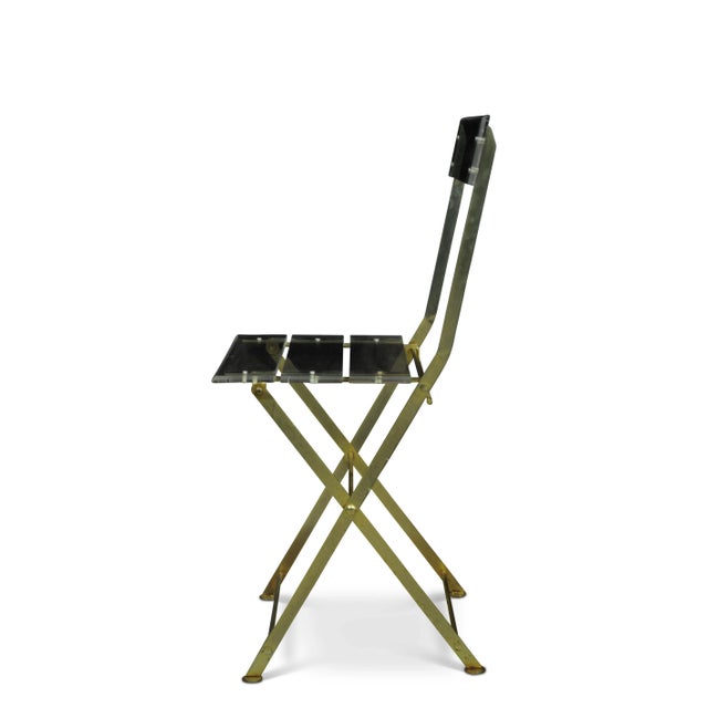 Contemporary Acrylic Glass & Gilded Brass Les Invisibles Folding Chair by Yonel Lebovinci and Bernard Berthet for Marais International, 1970s For Sale - Image 3 of 6