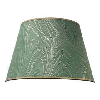 Deep Green Marbled Paper Lampshade - 8” x 12” x 8.75” For Sale