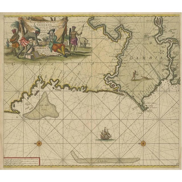 Antique Sea Chart of the Western Coast of Africa For Sale - Image 3 of 6