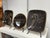 Design Plus Gallery presents a Set of Three Ceramic Platters + Stands. Two rectangular platters depict stylized birds...