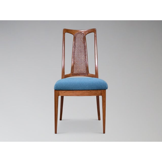 Mid-Century Modern Restored Vintage Walnut and Cane Dining Chairs Set of 6 For Sale - Image 3 of 11