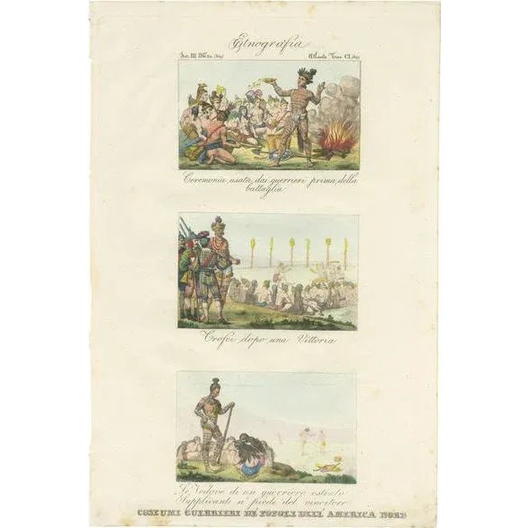 Mid 19th Century Marmocchi, Warrior Costumes and Scenes of North America, 1845, Print For Sale - Image 5 of 5