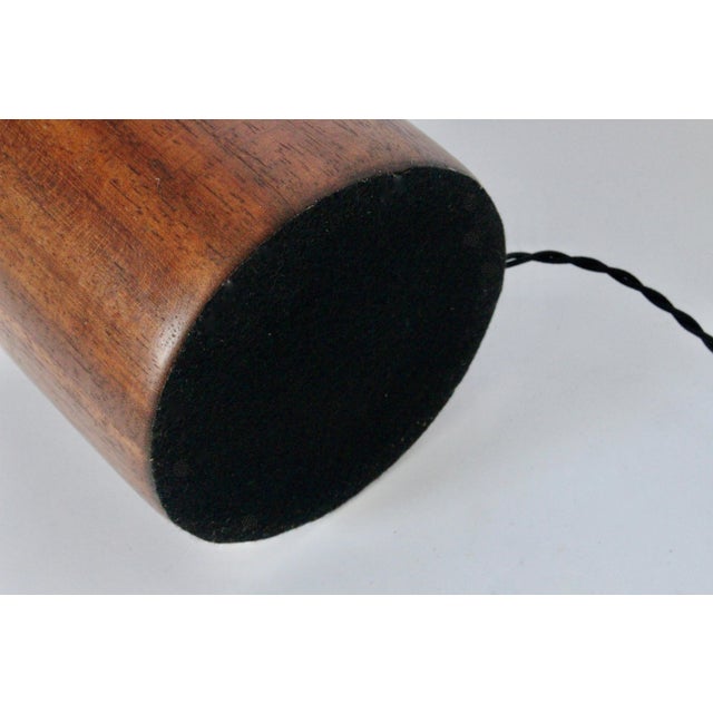 Mid 20th Century Danish Modern Solid Turned Dark Teak Table Lamp For Sale - Image 10 of 12