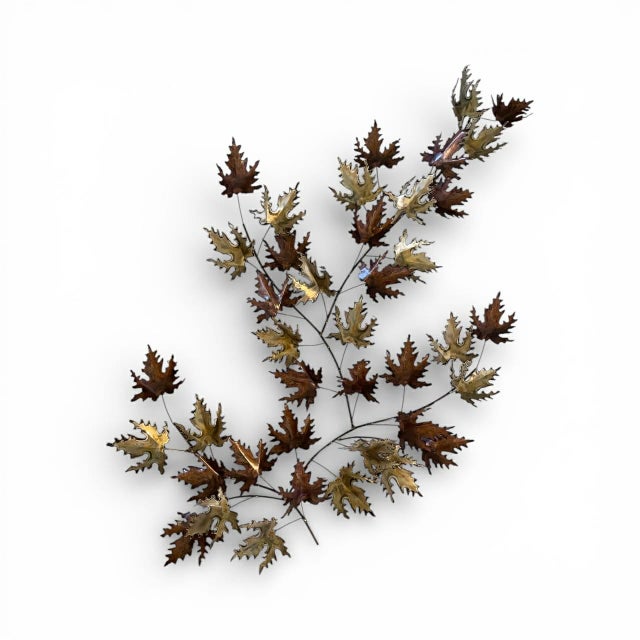 Mid-Century Modern MCM C Jere' Inspired Maple Leaf Copper/Brass Wall Decor For Sale - Image 3 of 8