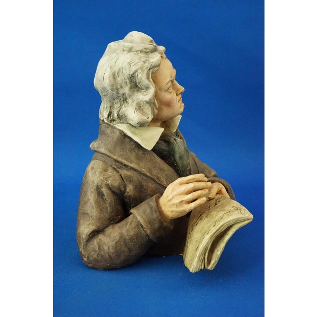 Ceramic Ceramic Bust Sculpture of Composer Ludwig Beethoven by Antonio Borsato, Italy, 20th Century For Sale - Image 7 of 18