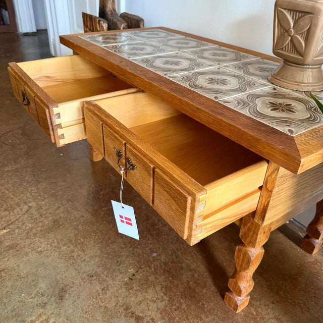 Mid 20th Century Mid 20th Century Danish Oak & Tile Hall Chest by Henning Kjærnulf, Attributed For Sale - Image 5 of 5