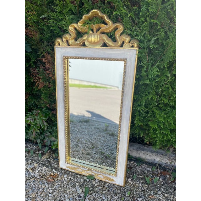 Wood Large Louis XVI Style Mirror For Sale - Image 7 of 8