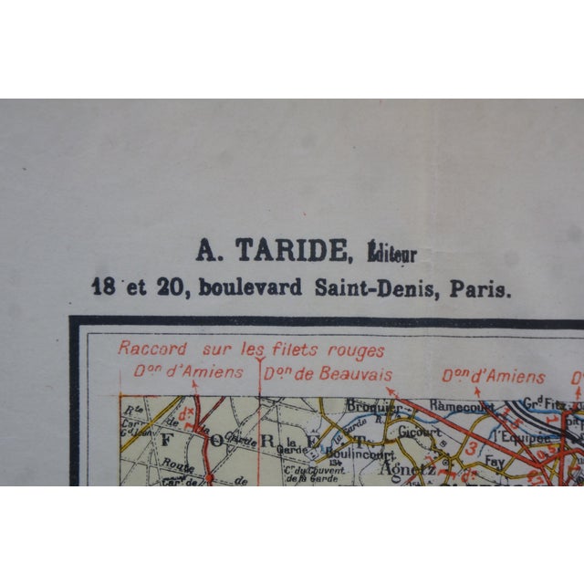Paper Antique French Victorian Carte Automobilistes & Cyclistes Paris Map 39" For Sale - Image 7 of 17