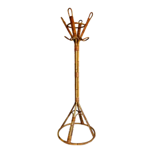 1960s Mid Century French Bamboo and Caning Coat Rack