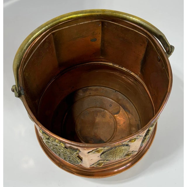 Copper Antique 19th Century Copper and Brass Coal Scuttle or Planter For Sale - Image 8 of 11
