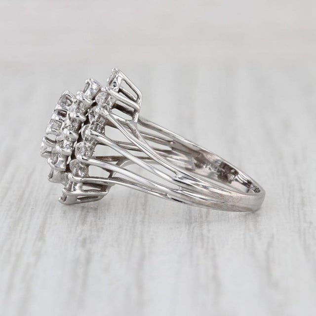0.43ctw Diamond Halo Cluster Engagement Ring 14k White Gold Size 6.75 For Sale In Greensboro - Image 6 of 6