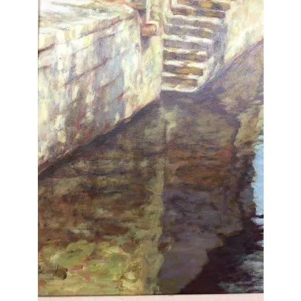 Late 20th Century Vintage Original Oil Painting Signed by Artist - Suzhou Canal - Framed For Sale - Image 5 of 10