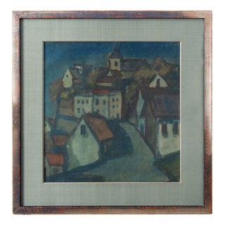 Belgian School, Coastal Village, 1940, Watercolour on Paper, Framed For Sale