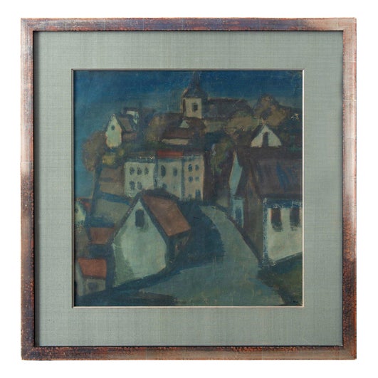 Belgian School, Coastal Village, 1940, Watercolour on Paper, Framed For Sale