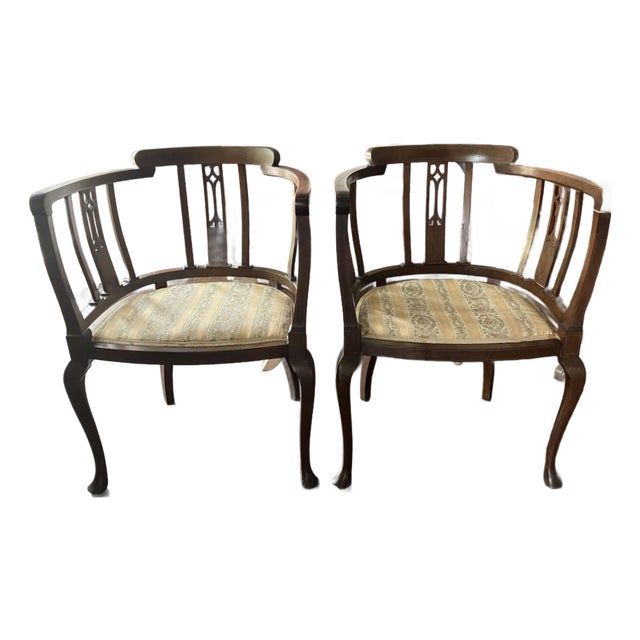 Early 20th Century Edwardian English Tub Chairs For Sale