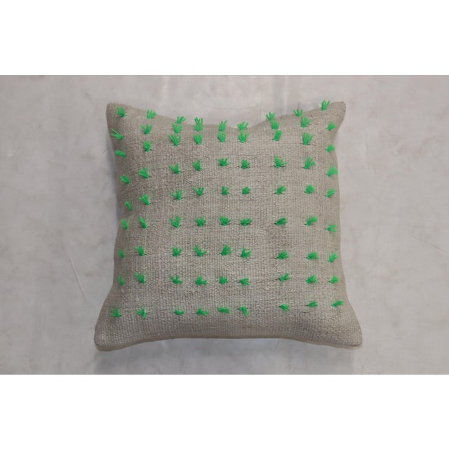 Contemporary Green Flaring Wool Modern Kilim Pillow For Sale - Image 3 of 5