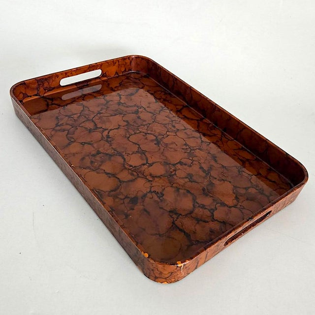 Vintage Otagiri Faux Tortoiseshell Japanese Lacquer Tray For Sale In Miami - Image 6 of 11
