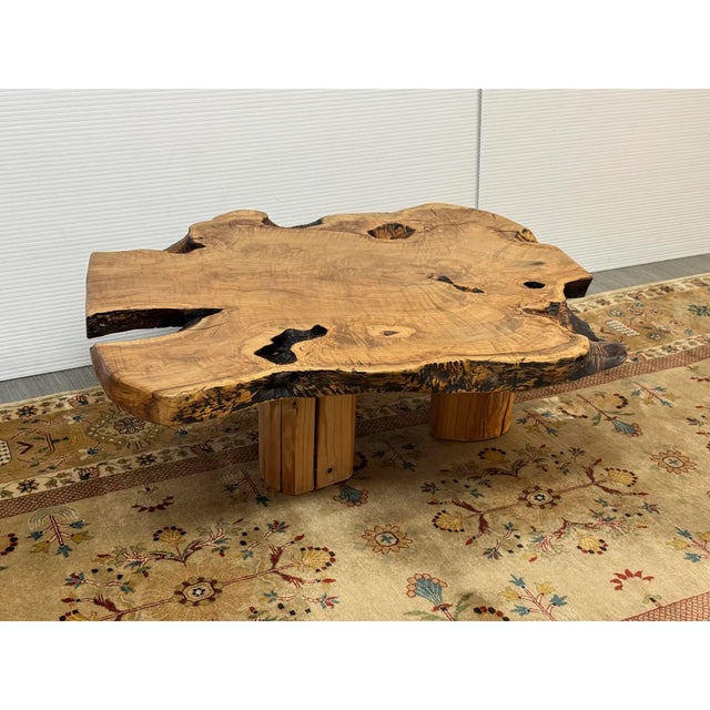 Brown Live Edge Olive Wood Coffee Table For Sale - Image 8 of 13