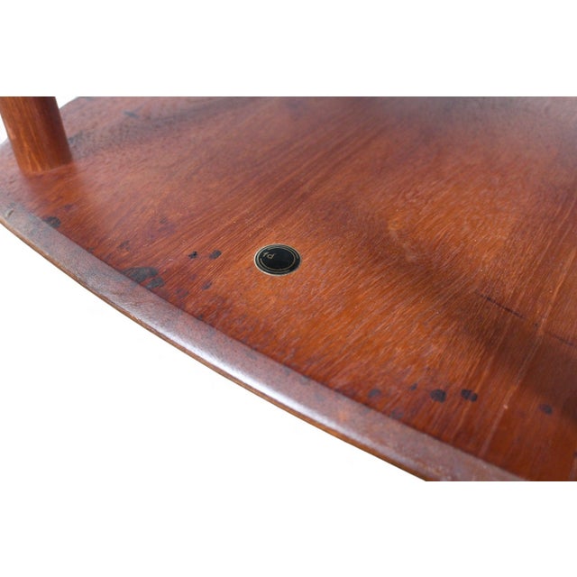 Mid 20th Century Large Peter Hvidt Solid Teak + Cane Side Table For Sale - Image 11 of 12