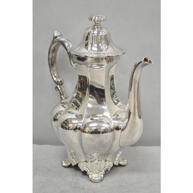 Vintage Victorian Silver Plated Bulbous Footed Tea Pot Tea Kettle. Circa Mid 20th Century. Measurements: 10.5" H x 9" W x...