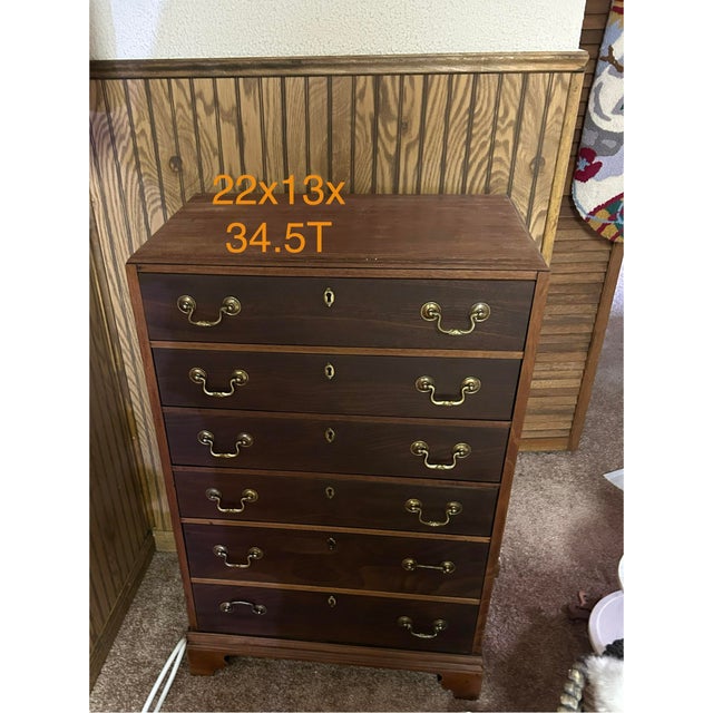1980’s Two Tone Solid Wood Mahogany Chest of Drawers For Sale - Image 9 of 9
