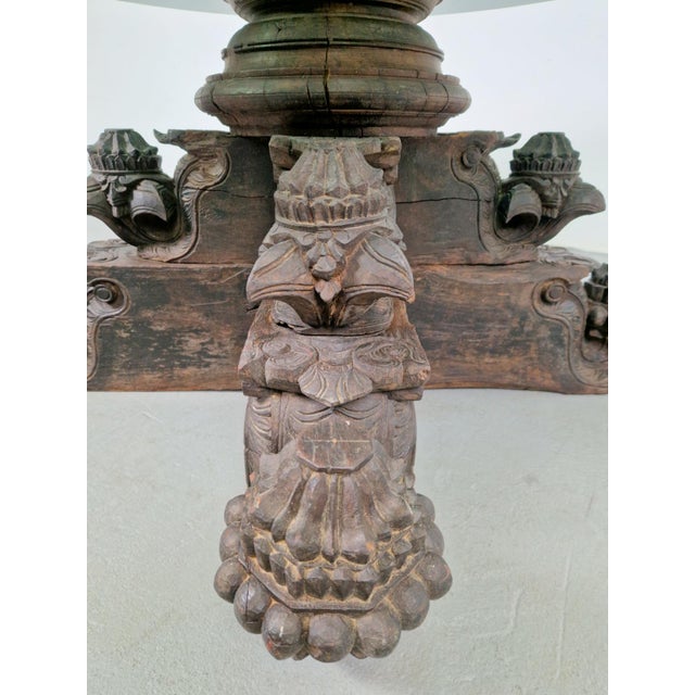 Wood Anglo-Indian Hand-Carved Hardwood and Glass Coffee Table, 1890s For Sale - Image 7 of 18