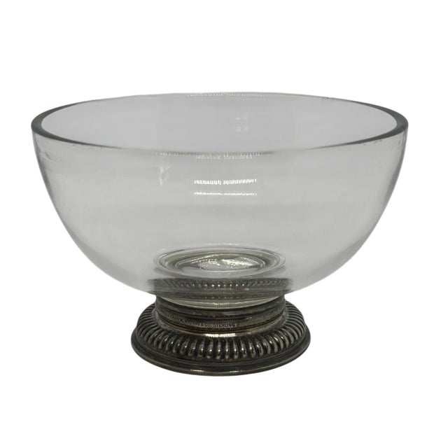 Mid-Century Modern Vintage Frank M. Whiting & Co. 4 1/4” Glass Candy Bowl Decorative Gadroon Ribbed Pattern Sterling Silver Base For Sale - Image 3 of 10