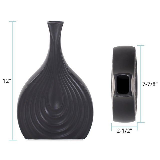 Black Onion Tapered Low Ceramic Vase For Sale - Image 10 of 11
