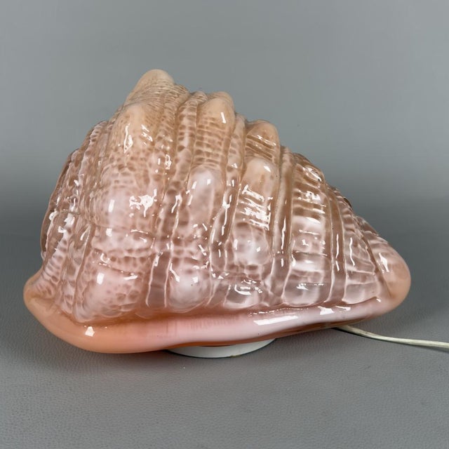 Metal Pink Murano Glass Shell Table Lamp from Mazzega, 1970s For Sale - Image 7 of 18