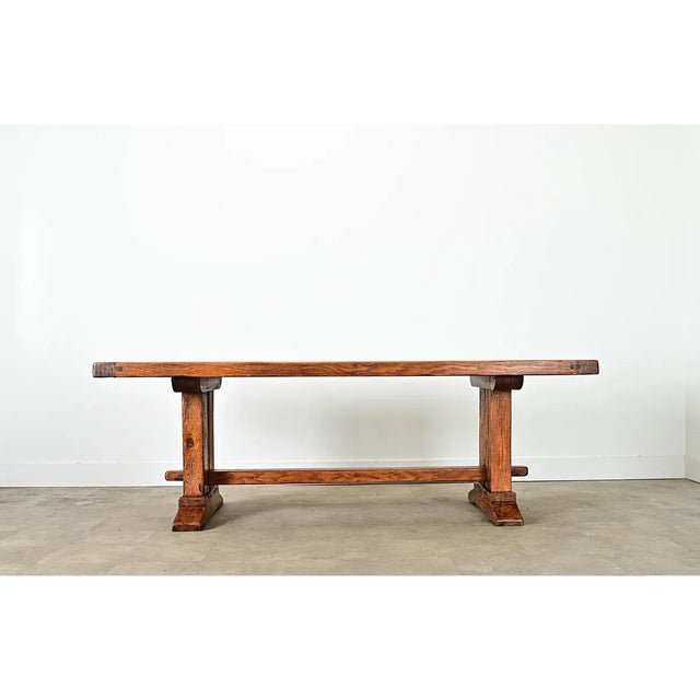 Sienna French 19th Century Solid Oak Trestle Table For Sale - Image 8 of 12