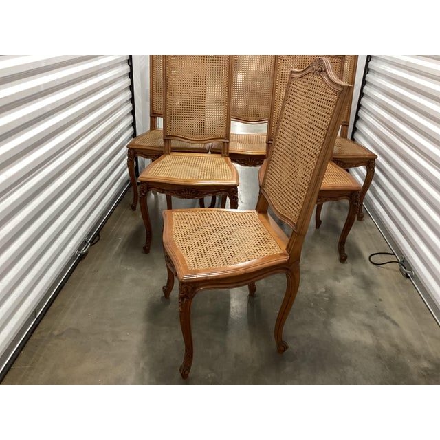 Wood Classic French Double-Caned Dining Chairs/6 For Sale - Image 7 of 12