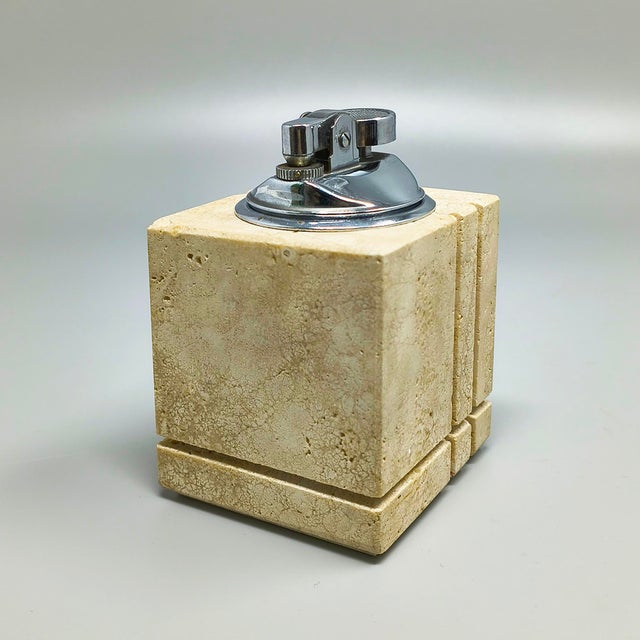 Stone Travertine Smoking Set by Enzo Mari for Fratelli Mannelli, 1970s, Set of 2 For Sale - Image 7 of 11