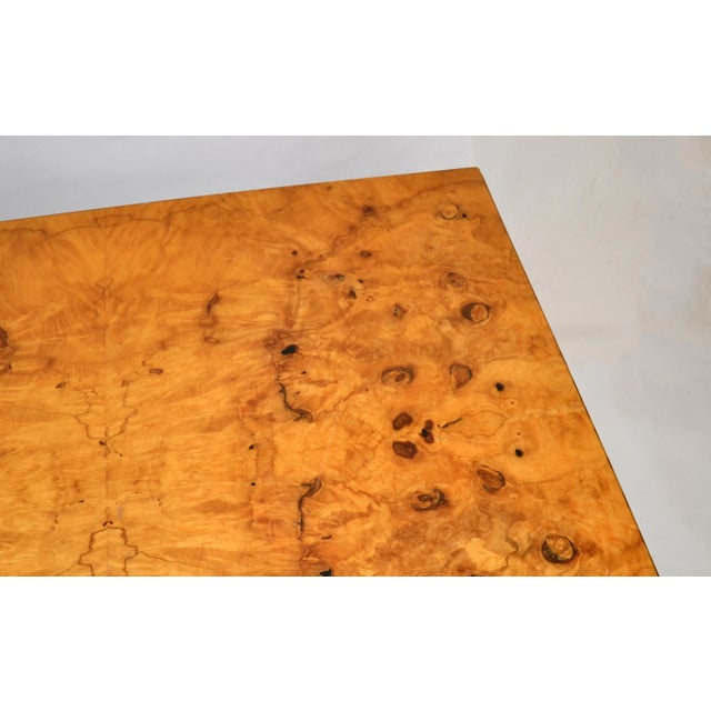 Milo Baughman Style Burl Wood Rectangle Coffee End Table Mid-Century Modern 1980 For Sale - Image 9 of 13