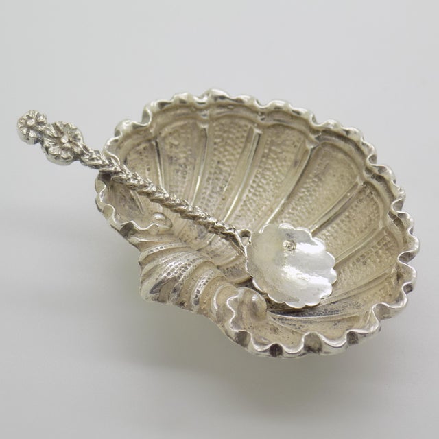 Vintage Italian Handmade Genuine Silver Shell Shaped Salt or Pepper Cellar, 1960s For Sale - Image 4 of 11