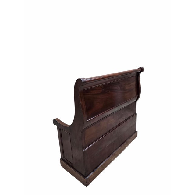 Late 20th Century Vintage Colonial Revival Mahogany Storage Bench With Olive Green Seat For Sale - Image 5 of 9