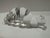Sculptural clear crystal glass caterpillar paperweight formed from a series of rounded, polished segments with a detailed...