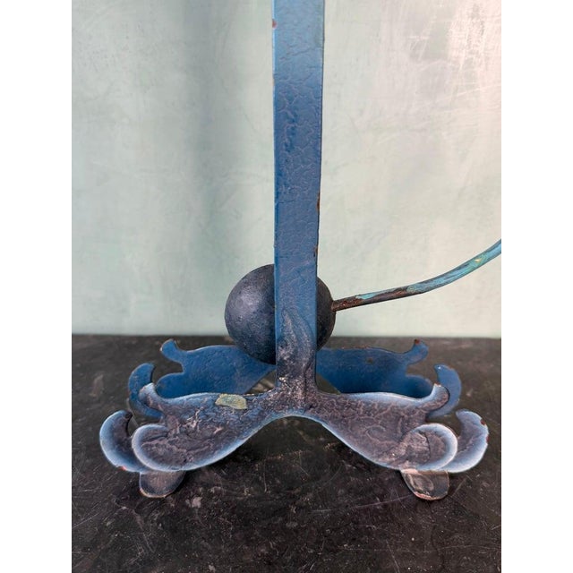 Blue Whimsical Cast Iron Kinetic Figural Folk Art Toy With Knight and Dragon Motif For Sale - Image 8 of 9