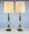 A very tall and impressive pair of Hollywood Regency end table lamps by Stiffel circa 1970’s featuring antique brass...