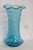 Turquoise Aqua Blue Vase Hand Blown Sculpted Art Glass With Ruffled Edge 4755b For Sale In Miami - Image 6 of 11