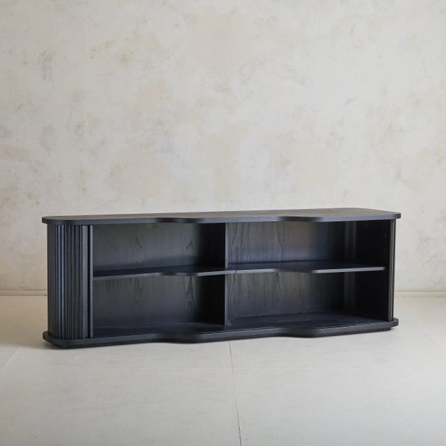 Modern Monumental Italian Ebonized Wood Credenza, 1980s For Sale - Image 3 of 6