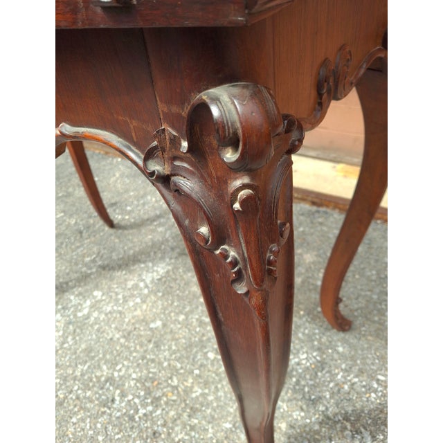 19th-Century French Louis XV Style Fold Top Mahogany Game Table / Console Table For Sale - Image 10 of 12