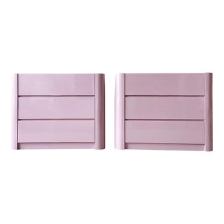 Postmodern Pink Lacquer Laminate Oversized Nightstands - a Pair For Sale