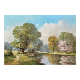 Mid Century Belgium Landscape by Gustav Pynaert For Sale