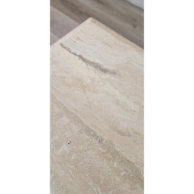 1970s Vintage Italian Travertine Side Table by Stone International Post-Modern For Sale - Image 5 of 7