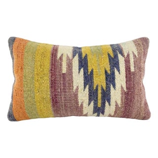 Anatolian Kilim Lumbar Pillow Cover 14'' X 20'' For Sale