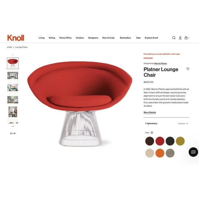 Warren Platner for Knoll Lounge Chairs in Knoll Wool Boucle, Pair Available For Sale - Image 13 of 18