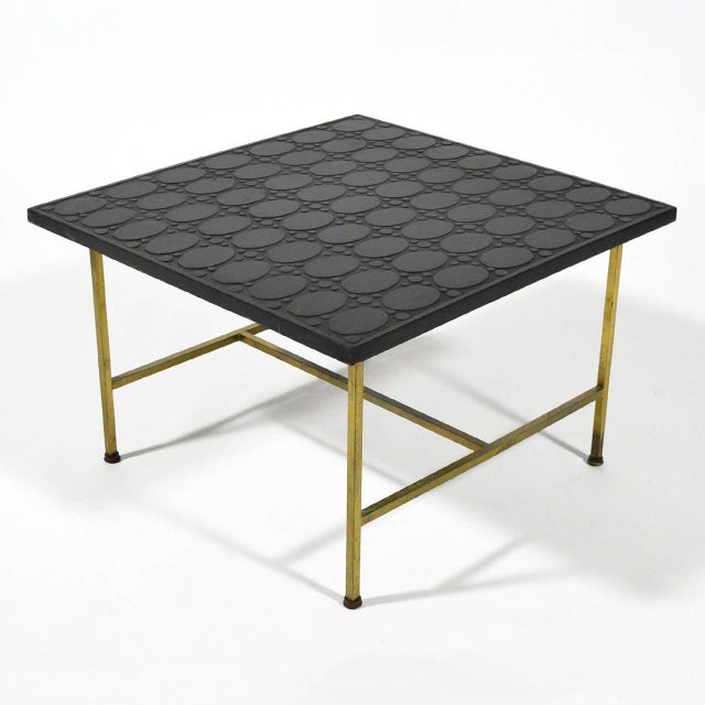 Paul McCobb Paul McCobb Brass Side or End Table with Uncommon Textured Top For Sale - Image 4 of 9