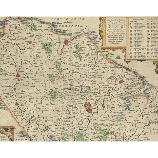 Antique Map of the Region of Le Mans France by Blaeu, 1640 For Sale - Image 4 of 8